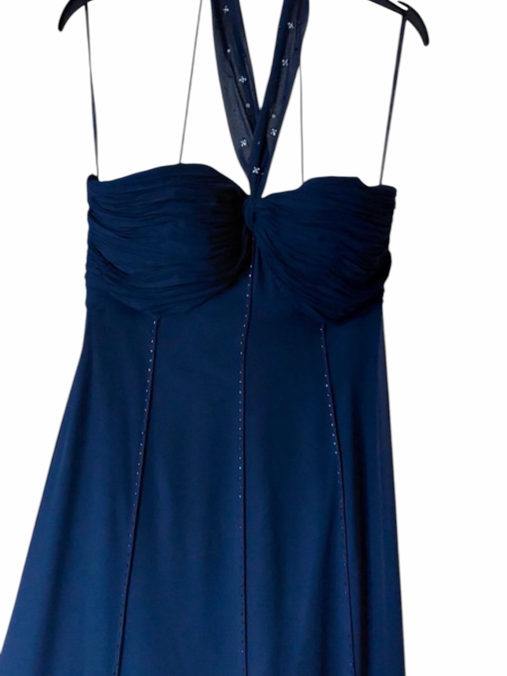 Gina Bacconi Navy Halter Maxi Dress Prom Elegant Evening dress - Picture 2 of 7